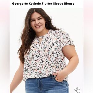 Torrid White Multicolor Floral Blouse